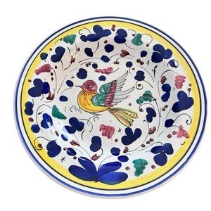 Italian Deruta Ceramic 8.5” Bowl with Bird Design